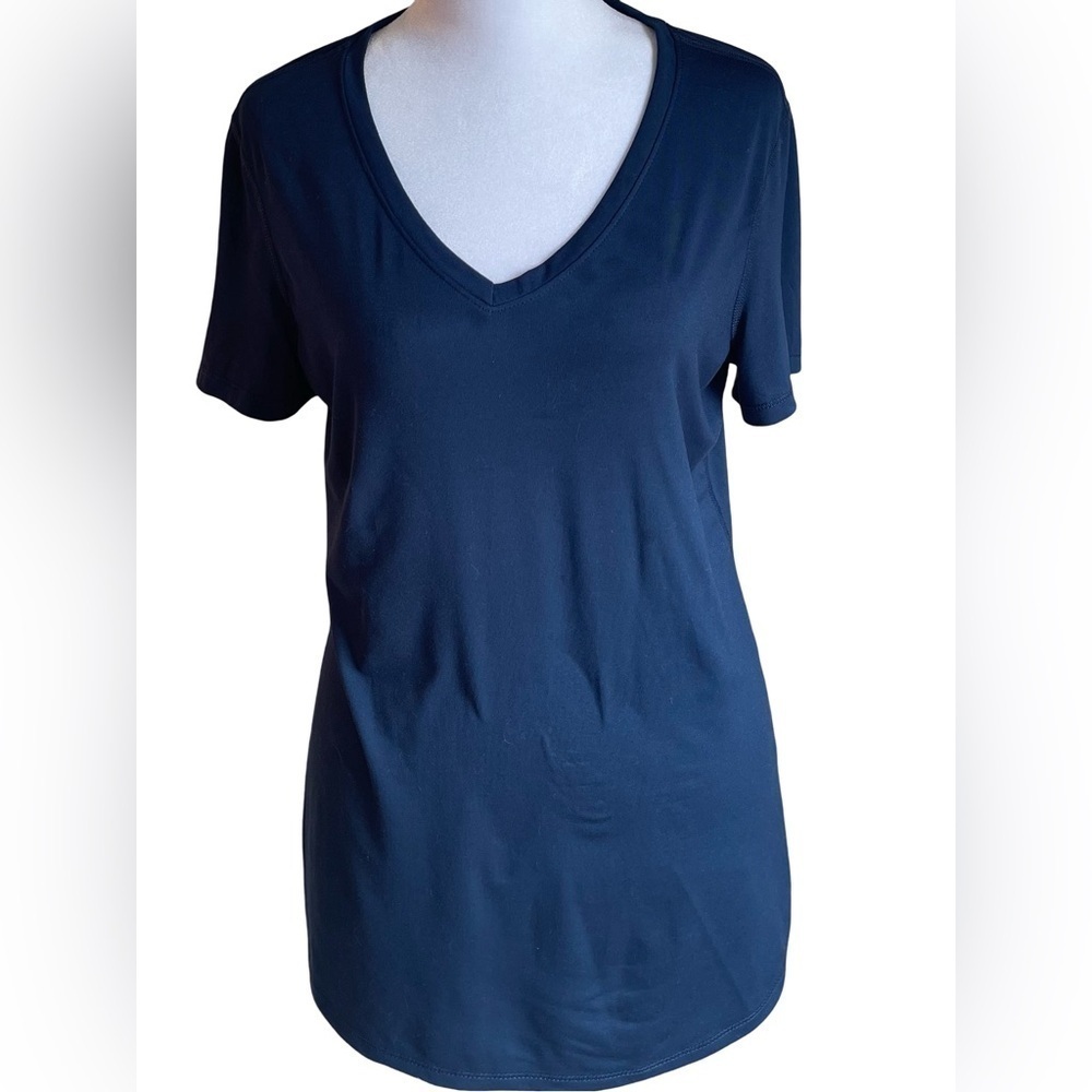 Athletic Works Vneck Shirt With Short Sleeves - Color Navy